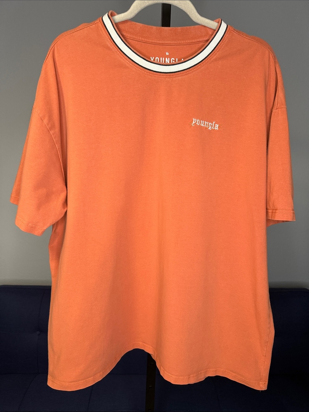 YoungLA,‎ Mens Burnt Orange Cotton Short Sleeve Essential Crewneck T-Shirt XXL